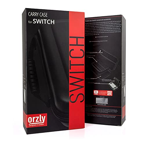 Estuche de transporte Orzly compatible con Nintendo Switch y la nueva consola OLED Switch - Estuche protector de viaje portátil duro con bolsillos para accesorios y juegos - Negro