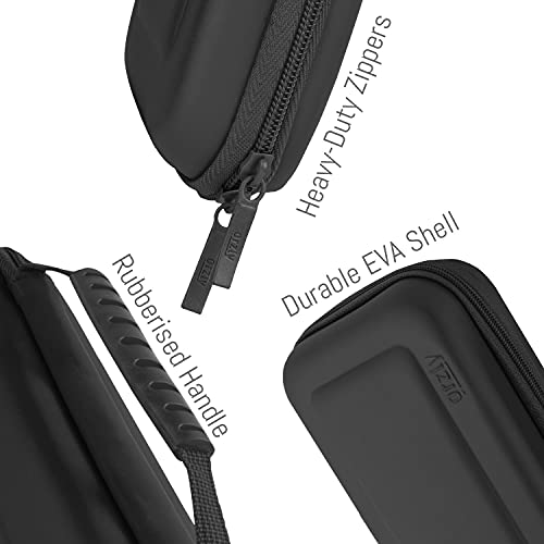 Estuche de transporte Orzly compatible con Nintendo Switch y la nueva consola OLED Switch - Estuche protector de viaje portátil duro con bolsillos para accesorios y juegos - Negro