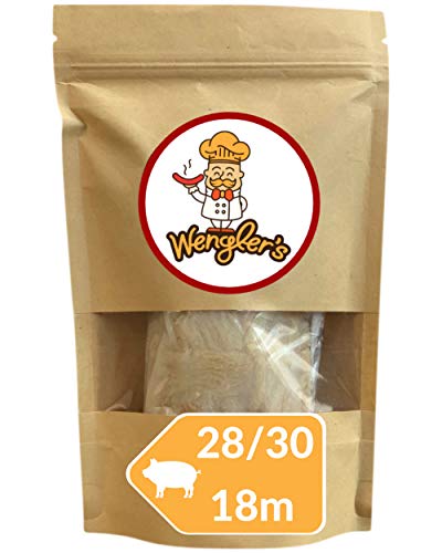 Estuche de Tripas de Cerdo 28/30 Wengler Equiparable a Las de carnicería - Resistente a la cocción - Apto para ahumar y Barbacoa (18m (28/30))