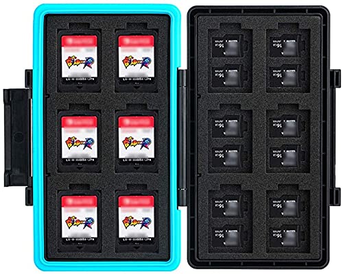 Estuche para tarjetas de memoria de 36 ranuras resistente al agua para 12 Nintendo Switch Game Card, NS Card + 24 Micro SD SDXC SDHC