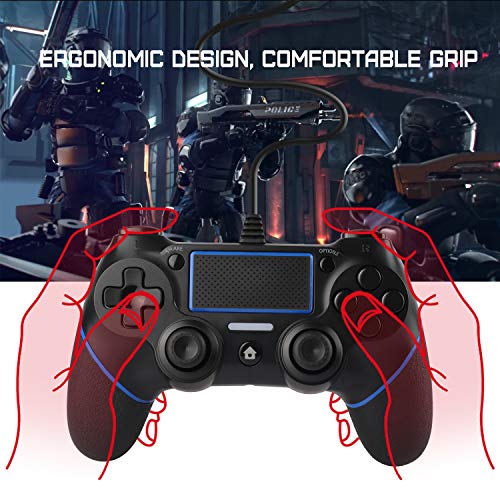 ETPARK&1 Mando para PS4, Mando PS4 - Gamepad Control para PS4/Pro/Slim/PC con Indicador LED, Gamepad con Vibración Dual, Agarre Antideslizante y Cable USB De 2 m