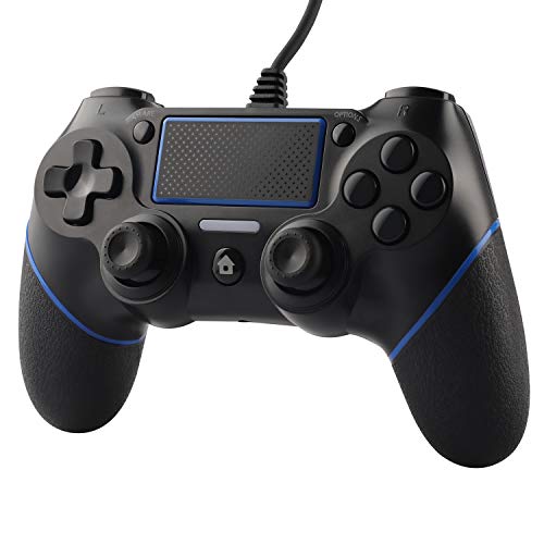 ETPARK&1 Mando para PS4, Mando PS4 - Gamepad Control para PS4/Pro/Slim/PC con Indicador LED, Gamepad con Vibración Dual, Agarre Antideslizante y Cable USB De 2 m