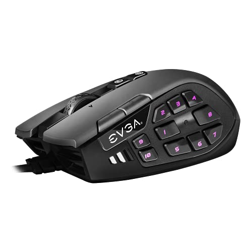 EVGA X15 MMO Gaming Mouse, 8k, Wired, Black, Customizable, 16,000 dpi, 5 Profiles, 20 Buttons, Ergonomic 904-W1-15BK-K3