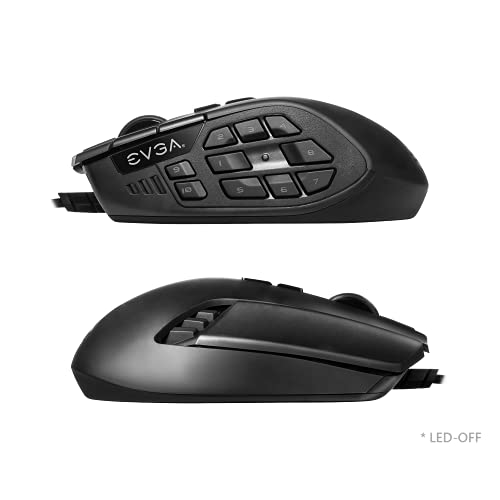 EVGA X15 MMO Gaming Mouse, 8k, Wired, Black, Customizable, 16,000 dpi, 5 Profiles, 20 Buttons, Ergonomic 904-W1-15BK-K3