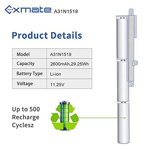Exmate 11.25V 2600mAh Bateria A31N1519 para ASUS X540 X540LA X540LJ X540S X540SA X540SC X540YA F540 F540L F540LA F540S F540SA F540Y R540 R540L R540LA R540S R540SA R540Y (Made with Samsung Cells)