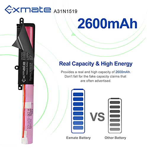 Exmate 11.25V 2600mAh Bateria A31N1519 para ASUS X540 X540LA X540LJ X540S X540SA X540SC X540YA F540 F540L F540LA F540S F540SA F540Y R540 R540L R540LA R540S R540SA R540Y (Made with Samsung Cells)