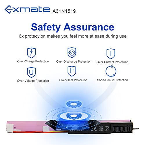 Exmate 11.25V 2600mAh Bateria A31N1519 para ASUS X540 X540LA X540LJ X540S X540SA X540SC X540YA F540 F540L F540LA F540S F540SA F540Y R540 R540L R540LA R540S R540SA R540Y (Made with Samsung Cells)