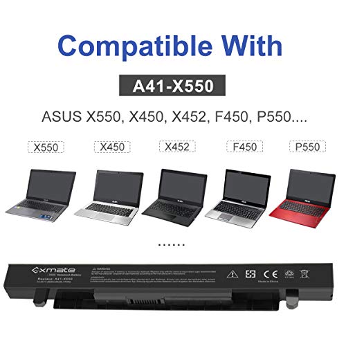 Exmate 2600mAh Bateria de Laptop para ASUS A41-X550A X450CA X450EA X550 X550C X550L X550D X552C X552CL F550L X552EA FX50JK F550C R510CA R510V R510J R510JK 14.4V