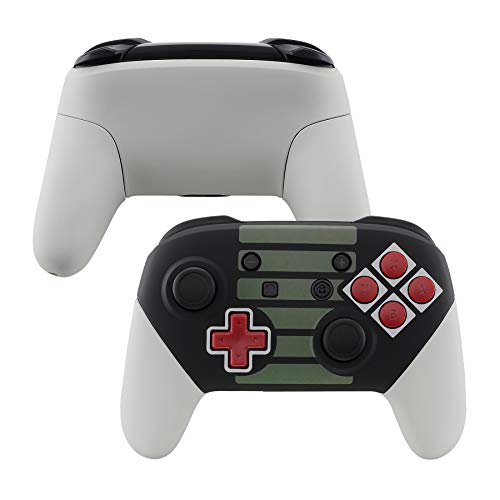 eXtremeRate Carcasa Agarre para Nintendo Switch Pro Funda Tacto Suave Grip Shell con Botones Rojos D-Pad ABXY Repuesto reemplazable para Nintendo Switch Pro Control-No Incluye Mando(NES Clásico)