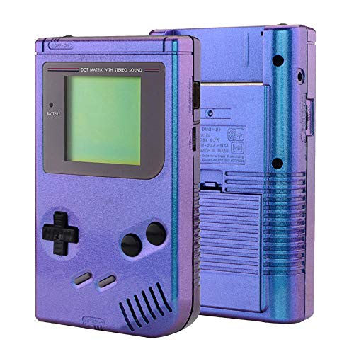 eXtremeRate Carcasa para Gameboy Classic 1989 Funda Protector Placa Cubierta Shell con Botones Plástico de Pantalla para Gameboy Classic 1989 GB DMG-01-NO Incluye Consola Portátil(Azul a Violeta)