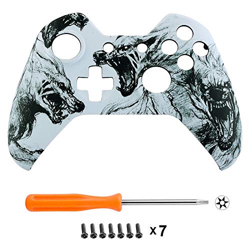 eXtremeRate Carcasa para Mando Xbox One Standard Accesorios Protectora Tacto Suave Placa Frontal Funda Delantera Kit de reemplazo Cubierta Shell para Controlador de Xbox One Original(Alma de Lobo)