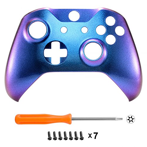 eXtremeRate Carcasa para Xbox One S X Funda Delantera Protectora de la Placa Frontal Cubierta de reemplazo para Mando del Xbox One S y Xbox One X (Model 1708) Camaleónica de Azul a Violeta