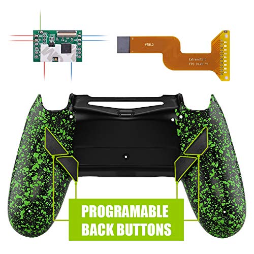 eXtremeRate Dawn Programable Remap Kit Botón de Reasignación para Playstaion 4 con Board de Actuelización&Carcasa Trasera Diseñada&4 Botones Traseros para PS4 Mando JDM 040/050/055(Salpicadura Verde)