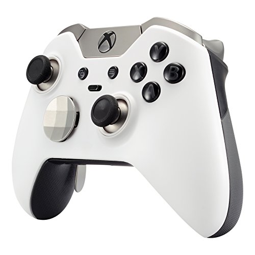 eXtremeRate Funda Delantera Carcasa Protectora de la Placa Frontal Cubierta Esmerilada Antideslizante con Dos Anillos de Acento para el Mando del Xbox One Elite Blanco Puro