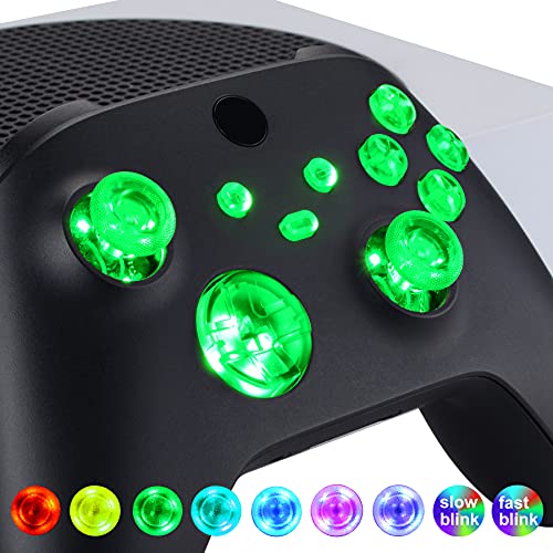 eXtremeRate LED Botones para Xbox Series X/S Control Multicolores Joysticks D-Pad ABXY Start Back Sync Botón Luminoso Teclas DTF LED Kit para Xbox Series X/S-No Incluye Control(Transparente)