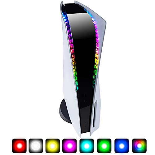 eXtremeRate PlayVital RGB LED Tira de Luces con Control Remoto para PS5 Consola Tira de Luz 7 Colores 29 Efectos Tira LED Luces con Remoto IR DIY Accesorios para Playstation 5 Consola