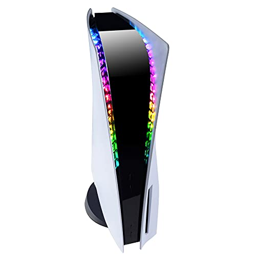 eXtremeRate PlayVital RGB LED Tira de Luces con Control Remoto para PS5 Consola Tira de Luz 7 Colores 29 Efectos Tira LED Luces con Remoto IR DIY Accesorios para Playstation 5 Consola