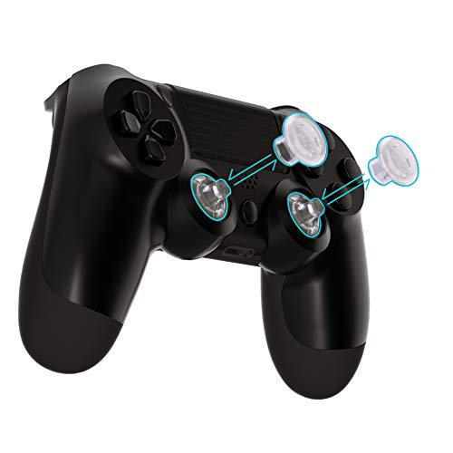 eXtremeRate ThumbsGear Joysticks Ajustable para Playstation 4 5 Mando Joystick Ergonómico con Grip Convexo y Cóncavo de 3 Alturas Thumbsticks para PS4 Pro/Slim para PS5 Control-Transparente