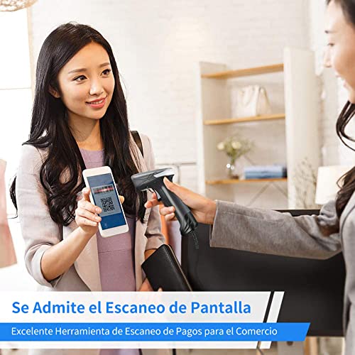 Eyoyo QR Escáner de Código de Barras, 2D Lector de Códigos de Barras de Mano con Cable USB Extralargo para Móvil, POS, Supermercado, Librería, Plug y Play