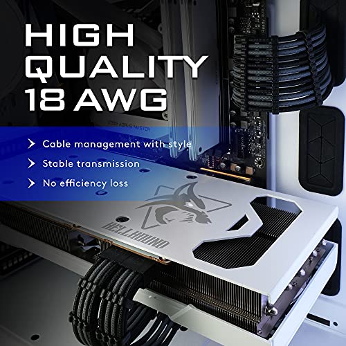 EZDIY-FAB Cable de extensión PSU con Sleeved Custom Mod GPU PC alimentación suave Nylon trenzado con kit peine 24 pin/3 x 8 pines a 6 + 2 pin/2 x 8 pines a 4 + 4 pin-300 mm/11,8 in-negro y gris