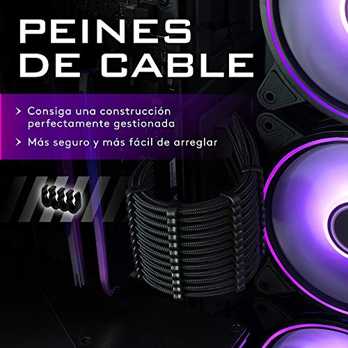 EZDIY-FAB PSU Cable Extension Sleeved Custom Mod GPU PC Fuente de alimentación Nylon Suave Trenzado con Kit de Peine 24PIN / 3X 8PIN a 6 + 2Pin / 2X 8PIN a 4 + 4PIN-300MM / 11.8in - Negro