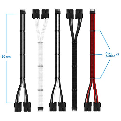 EZDIY-FAB RTX Serie 3000 Cable de extensión con funda PCIe de 12 pines a doble 8 pines 300 M M-Conector para NVIDIA Ampere GEFORCE RTX 3060 Ti 3070 3080 Fe Founder Edition- Negro