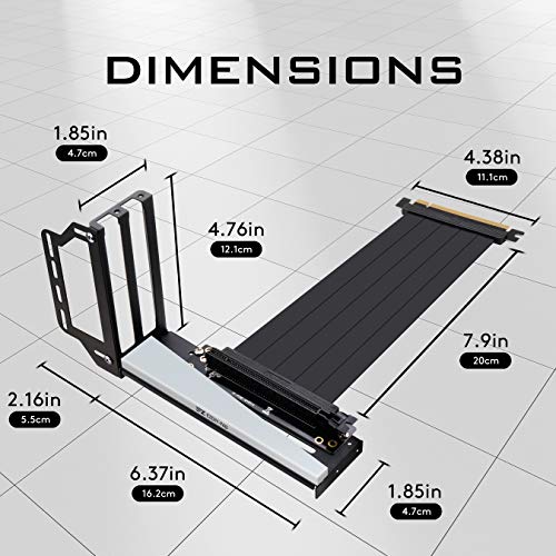 EZDIY-FAB Soporte de Soporte de Tarjeta gráfica Vertical con LED ARGB 5V 3Pin, Montaje GPU, Kit de Soporte VGA para Tarjeta de Video con Cable Vertical PCIE3.0 - Negro