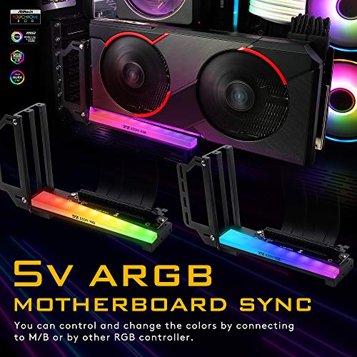EZDIY-FAB Soporte de Soporte de Tarjeta gráfica Vertical con LED ARGB 5V 3Pin, Montaje GPU, Kit de Soporte VGA para Tarjeta de Video con Cable Vertical PCIE3.0 - Negro