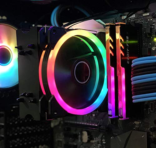 EZDIY-FAB Ventilador inalámbrico RGB LED de 120 mm, edición silenciosa Ventilador de Caja LED de Color Ajustable para Cajas de PC,enfriadores de CPU y radiadores-3 Pack