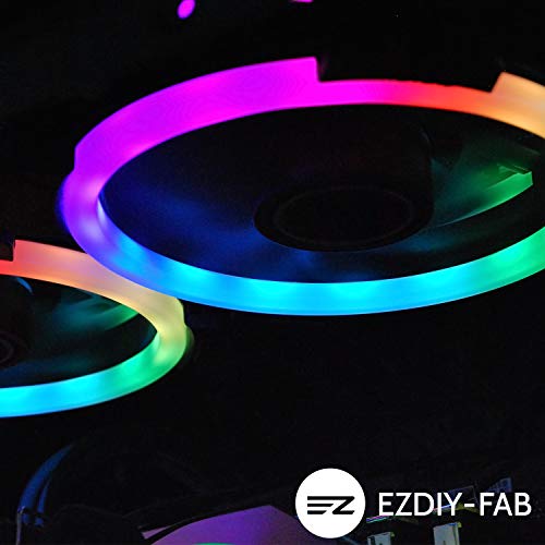 EZDIY-FAB Ventilador inalámbrico RGB LED de 120 mm, edición silenciosa Ventilador de Caja LED de Color Ajustable para Cajas de PC,enfriadores de CPU y radiadores-3 Pack