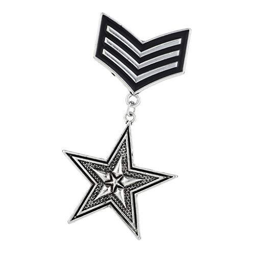 F Fityle Pin Retro de La Broche de La Insignia de La Medalla de Bronce/Plata Antigua Uniforme Steam Punk - Plata Antigua