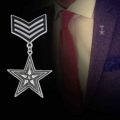 F Fityle Pin Retro de La Broche de La Insignia de La Medalla de Bronce/Plata Antigua Uniforme Steam Punk - Plata Antigua