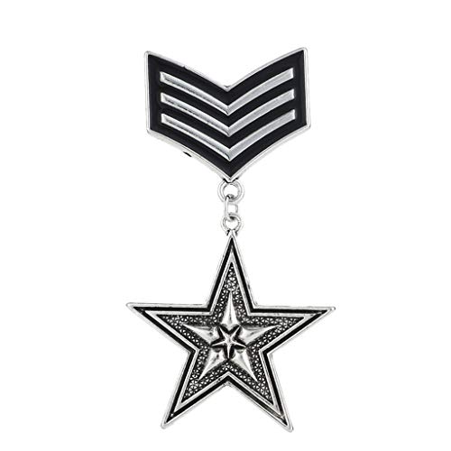 F Fityle Pin Retro de La Broche de La Insignia de La Medalla de Bronce/Plata Antigua Uniforme Steam Punk - Plata Antigua