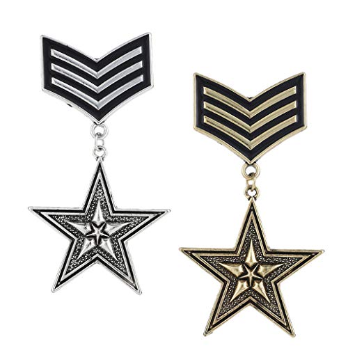 F Fityle Pin Retro de La Broche de La Insignia de La Medalla de Bronce/Plata Antigua Uniforme Steam Punk - Plata Antigua