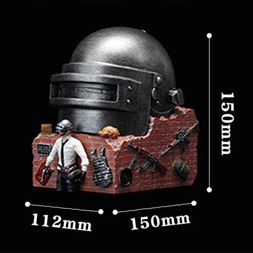 FABAX Cenicero de Cigarrillos PUBG Key Ashtray Creative Helmet Metal Outdoor Desktop Ash Tray Mobile Game Resin Model Decoration Gift Cenicero