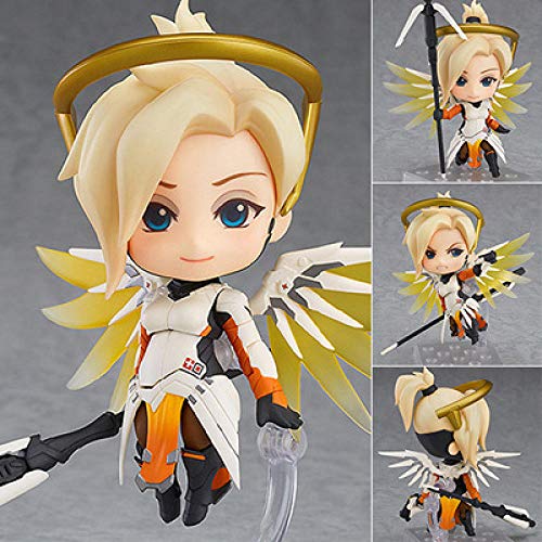 Factorydiy Figuras Anime Baratas Versión Q de Clay Overwatch Angel Angela Skin Figure Alto Aproximadamente 10CM Anime Estatua Adornos colección de Juguetes para Regalo de Amigo