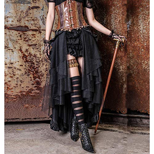 Falda larga para mujer, estilo steampunk gótico, color negro, 1084-negro, XXXL
