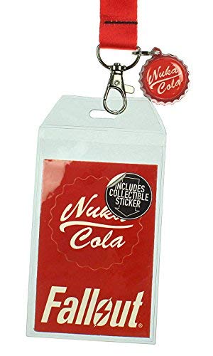 Fallout Nuka Cola D/S Lanyard LLAVERO PORTA ID Bottle Cap encanto y adhesivos