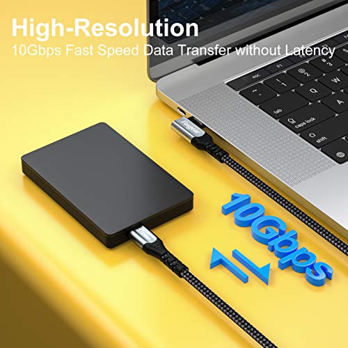 Fasgear Cable USB C de 90 Grados a Tipo C 3.1 Gen 2-10 Gbps 5A (100 W) PD con Chip E-Marker 4K a 60 Hz de Transferencia de vídeo Compatible para Oculus Quest Link [Negro 3m]