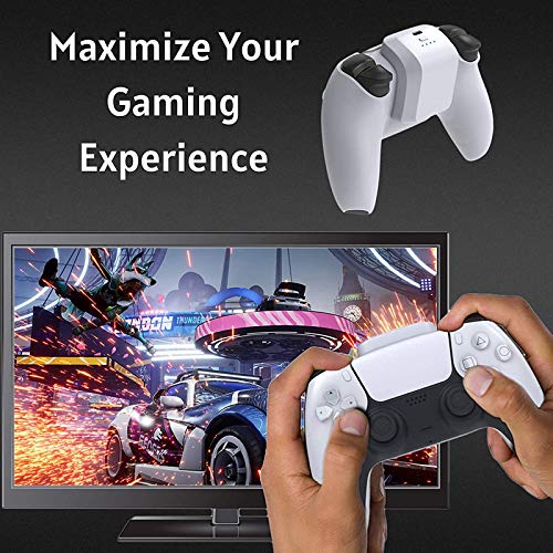 Fbewan Cargador remoto inalámbrico paquete de batería para PS5 Dualsense Controller, 1500mAh batería recargable de repuesto de alta capacidad, carga rápida paquete de batería externa, color blanco