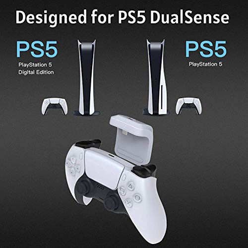 Fbewan Cargador remoto inalámbrico paquete de batería para PS5 Dualsense Controller, 1500mAh batería recargable de repuesto de alta capacidad, carga rápida paquete de batería externa, color blanco