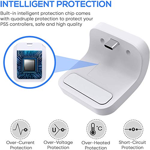 Fbewan Cargador remoto inalámbrico paquete de batería para PS5 Dualsense Controller, 1500mAh batería recargable de repuesto de alta capacidad, carga rápida paquete de batería externa, color blanco