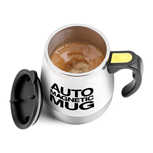 Fdit Taza Auto de Agitación Taza de Mezcla Eléctrico Automático Taza de Café de Acero Inoxidable (Blanco)