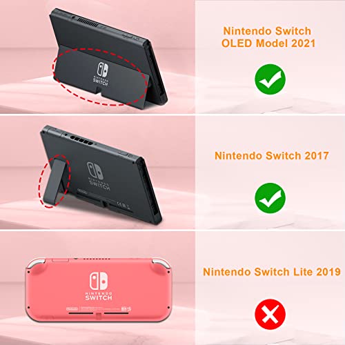 Fintie Funda Portátil Compatible con Nintendo Switch/Switch OLED (2021) - [Antichoque] Estuche Dura para Viaje con 10 Ranuras y Bolsillo Interno para Joy-con, Lluvia de Amor