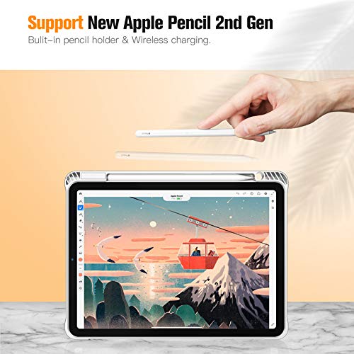 Fintie SlimShell Funda Compatible con iPad Pro 11" 2020/2018 con Portalápiz - Carcasa Trasera de TPU Suave [Admite Carga de Pencil 2.ª Gen] Auto-Reposo/Activación, Mármol