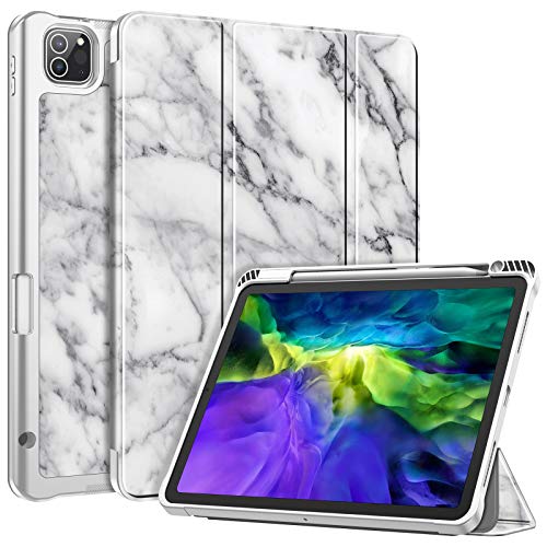 Fintie SlimShell Funda Compatible con iPad Pro 11" 2020/2018 con Portalápiz - Carcasa Trasera de TPU Suave [Admite Carga de Pencil 2.ª Gen] Auto-Reposo/Activación, Mármol