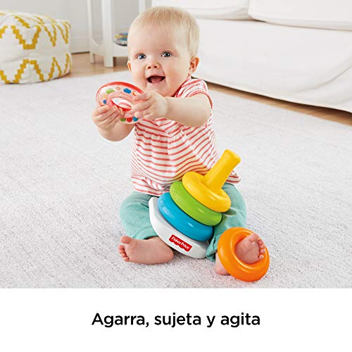 Fisher-Price - Pirámide balanceante, juguetes bebe 6 meses (Mattel N8248)