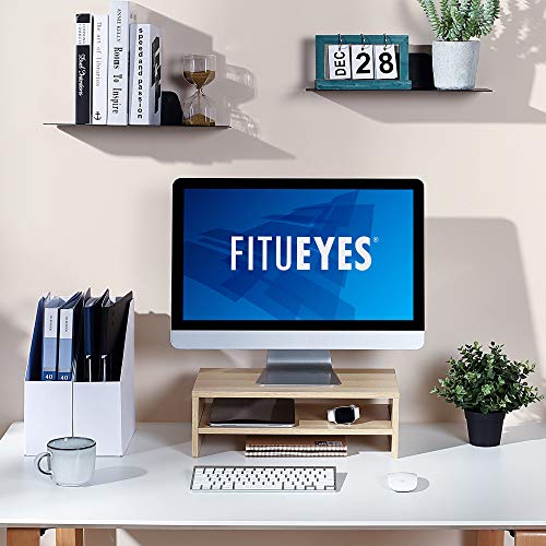 FITUEYES 2 Capas Elevador del Monitor de Madera Color Natural Soporte para Monitor L42.5xW23.5xH14cm DT204201WO