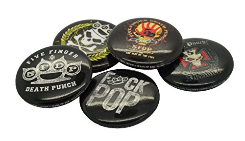 Five Finger Death Punch Badge Band Logo Knuckles Oficial 5 X Pin Button Size One Size