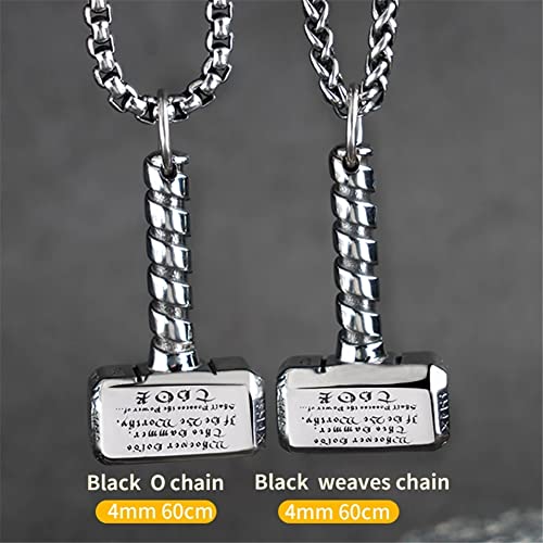 FLQWLL Collar con Colgante De Valknut De Martillo De Thor De Acero De Titanio para Hombre con Cadena De 60 Cm, Joyería De Amuleto Nórdico Celta Pagano Mjolnir,Buckle Chain